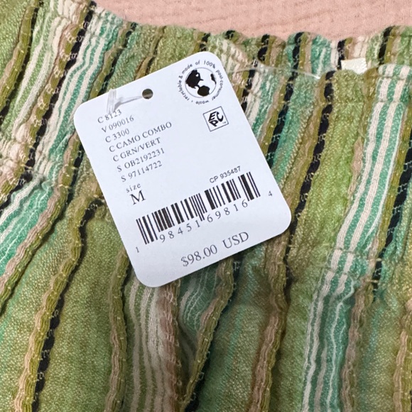 Free People Striped Wide Leg Pants - Green and Yellow - Picture 3 of 11